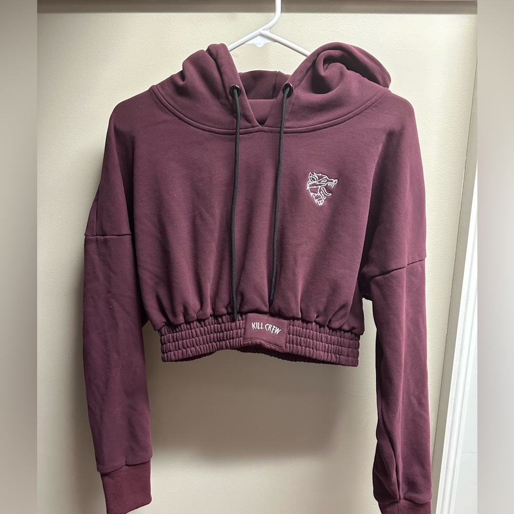 Kill Crew Burgundy Cropped Hoodie